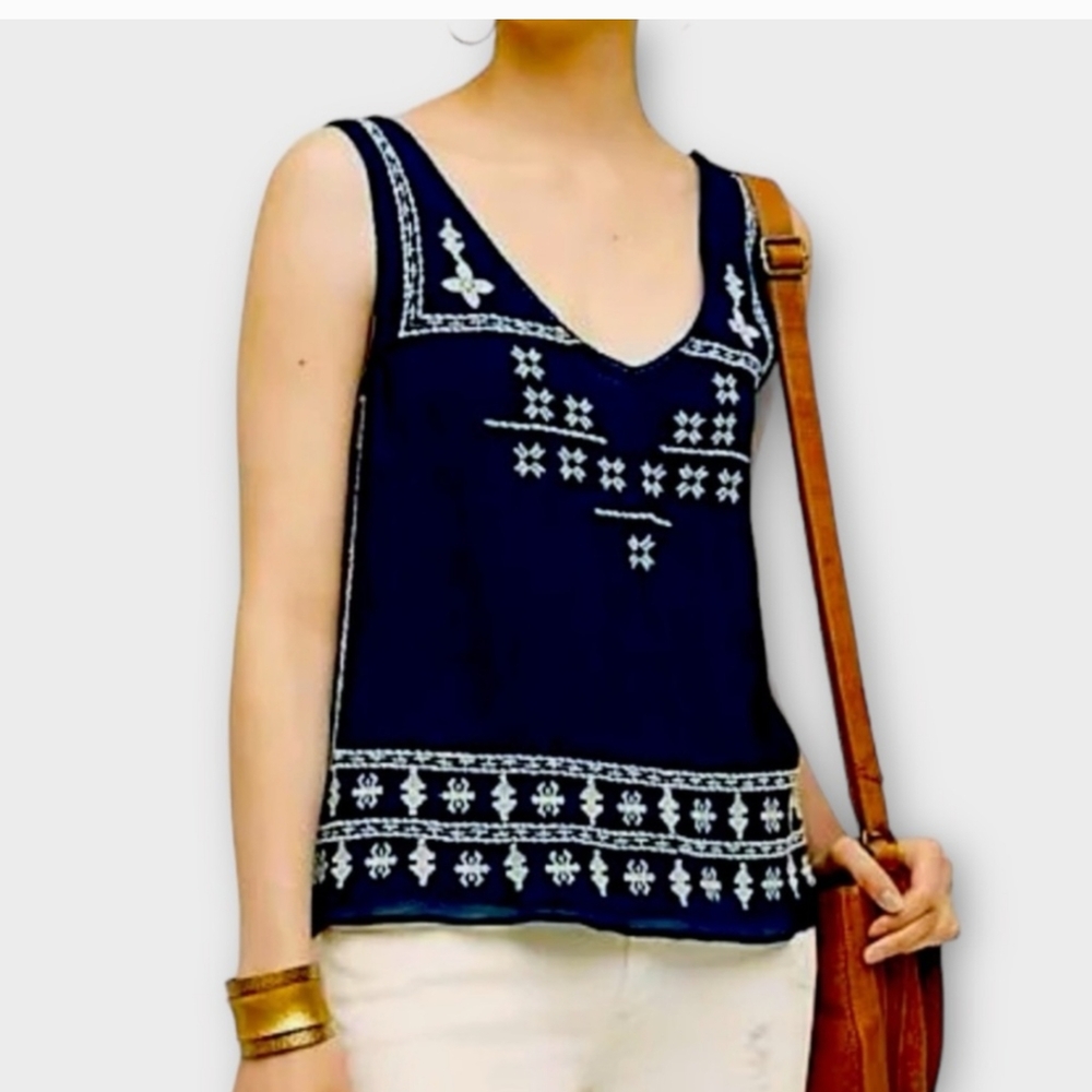 Anthropologie • Vanessa Virginia Laelia Sleeveless Embroidered Top